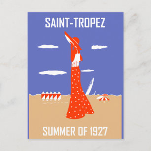 Carte Postale Retro jazz Saint Tropez Summer beach mode