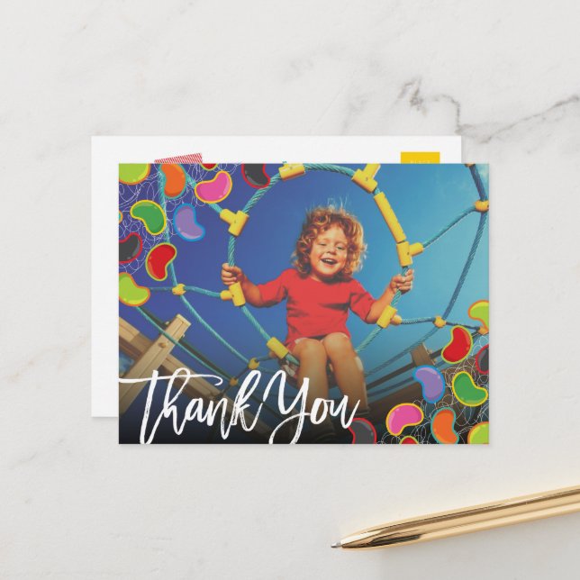 Carte Postale Retro Jellybeans Pop Kids Photo Anniversaire Merci (Devant/Arrière en situation)