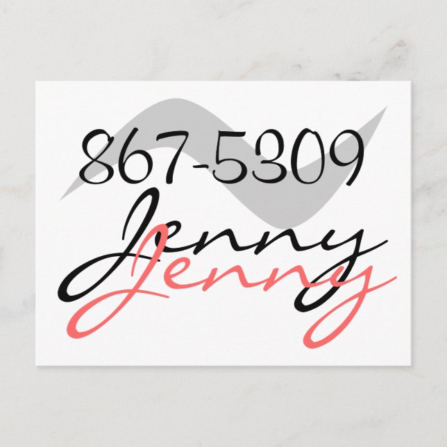 Carte postale Retro Jenny 867-5309 pour un bon app (Devant)