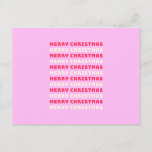 Carte Postale Retro Joyeux Noël rose Décor de vacances Preppy