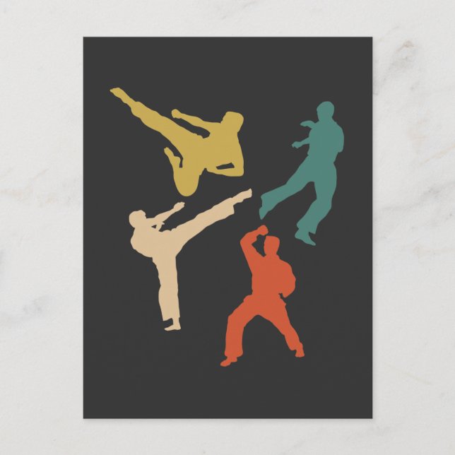 Carte Postale Retro Karate Fighter Kicks Martial Arts (Devant)