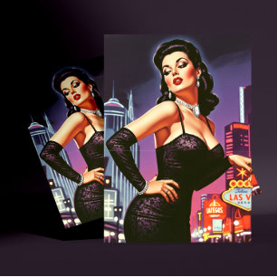 Carte Postale Rétro Las Vegas Pin-up