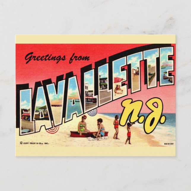 Carte Postale Retro Lavallette NJ (Devant)