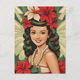 Carte Postale Retro les années 50 Tropical Christmas Princesse