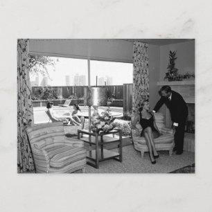 Carte Postale Retro Living Room, Los Angeles, 1951 Vintage