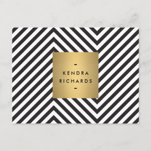 Carte Postale Rétro logo noir et blanc de nom d'or de motif