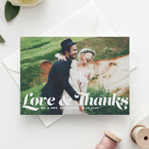 Carte Postale Retro Love et Merci Photo Mariage Merci