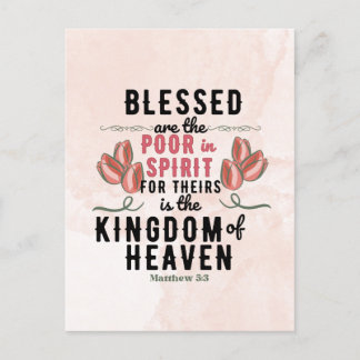 Carte Postale Retro Matthew 5:3 Tulips Aquarelle