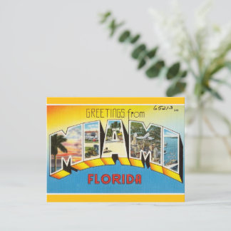 Carte Postale Retro Miami Florida.
