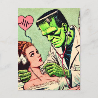 Carte Postale Retro Monster Love Comics