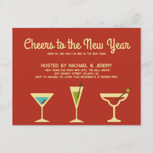 Carte postale Retro New Years Eve Party Invitation