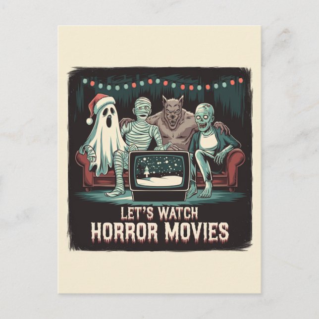Carte Postale Rétro Noël Horreur Movies amis (Devant)