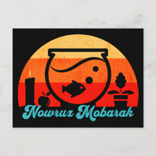 Carte Postale Retro Nowruz Mobarak Poisson d'or