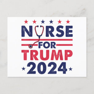 Carte Postale Retro Nurses For Trump 2024 America Stars Drapeau 