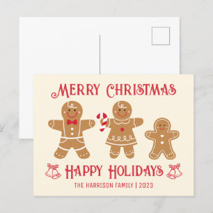 Carte Postale Rétro Pain d'épices Homme Cookies de famille Noël