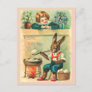 Carte postale Retro Pâques Bunny