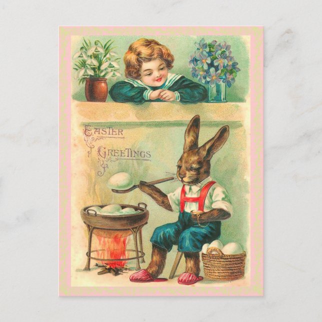 Carte postale Retro Pâques Bunny (Devant)