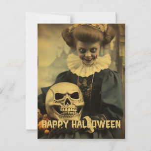 Carte Postale Retro Photographie Halloween mignonne mauvaise sor