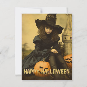 Carte Postale Retro Photographie Halloween mignonne mauvaise sor
