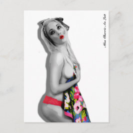 Carte postale Retro Pin Up Girl Blanc