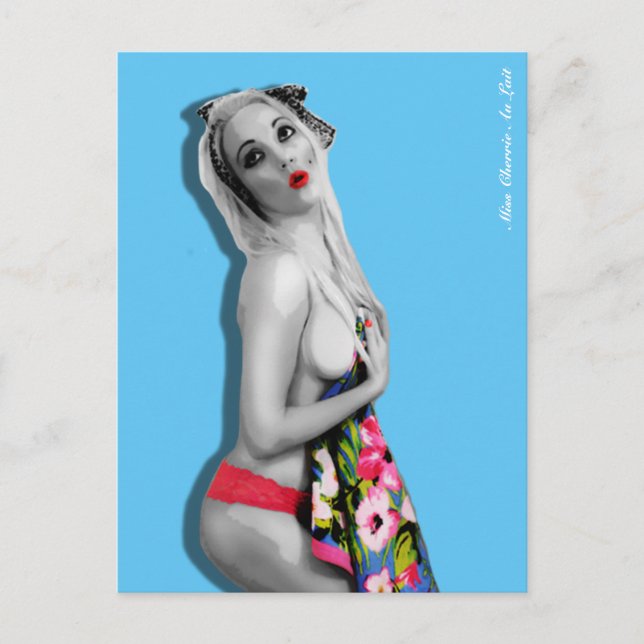 Carte postale Retro Pin Up Girl Blue (Devant)