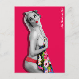 Carte postale Retro Pin Up Girl Hot Pink