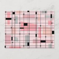 Carte postale Retro Pink Grid et Starburst