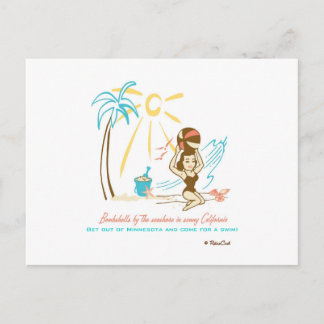 Carte Postale Rétro 'plage Bombshell