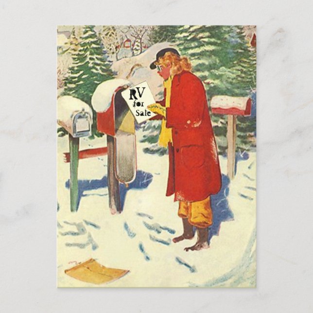 Carte Postale Retro Planning RV Camping Voyage Vac (Devant)