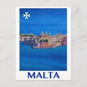 Carte Postale RETRO POSTER Malte Valetta City of KnightsII