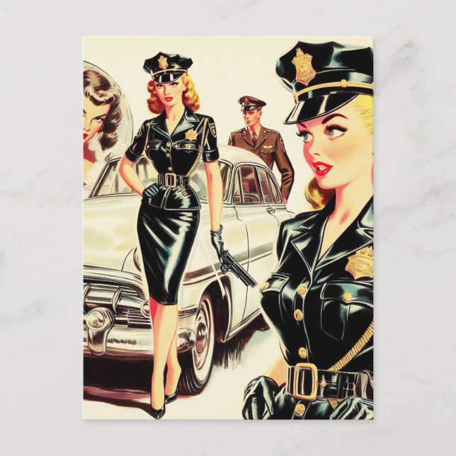 Carte Postale Retro Pulp Cop Girl (Devant)