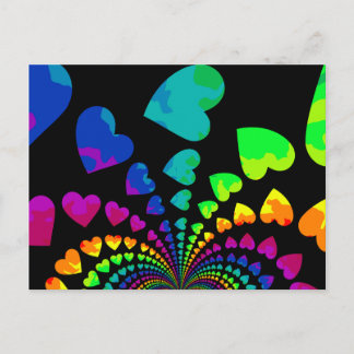 Carte Postale Rétro rainbow hearts on black