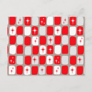 Carte postale Retro Red Starburts