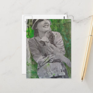 Carte Postale rétro riche fille pauvre Collage de médias mixtes