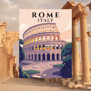 Carte Postale Retro Rome Colisée Italien Architecture Art