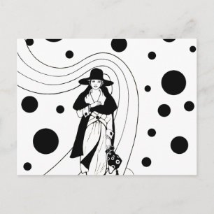 Carte Postale Retro Runway Model, mode Art Déco Vintage