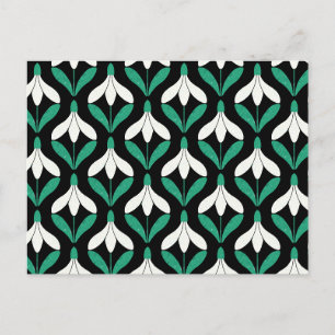Carte Postale Retro Scandi motif de neige moderne du milieu du s
