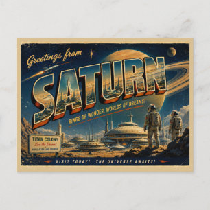 Carte postale rétro sci-fi de Vénus Voyage spati
