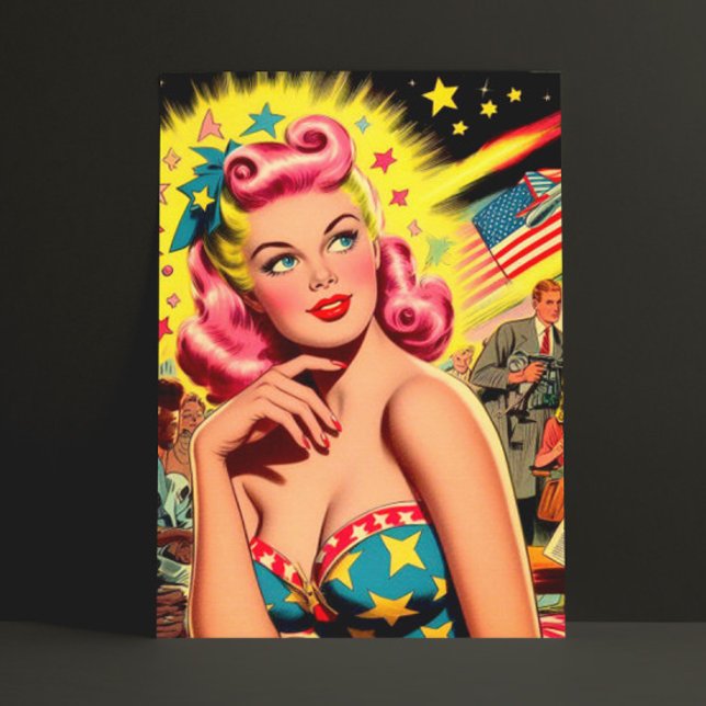 Carte Postale Retro Sci-fi Kitsch Girl (Créateur téléchargé)