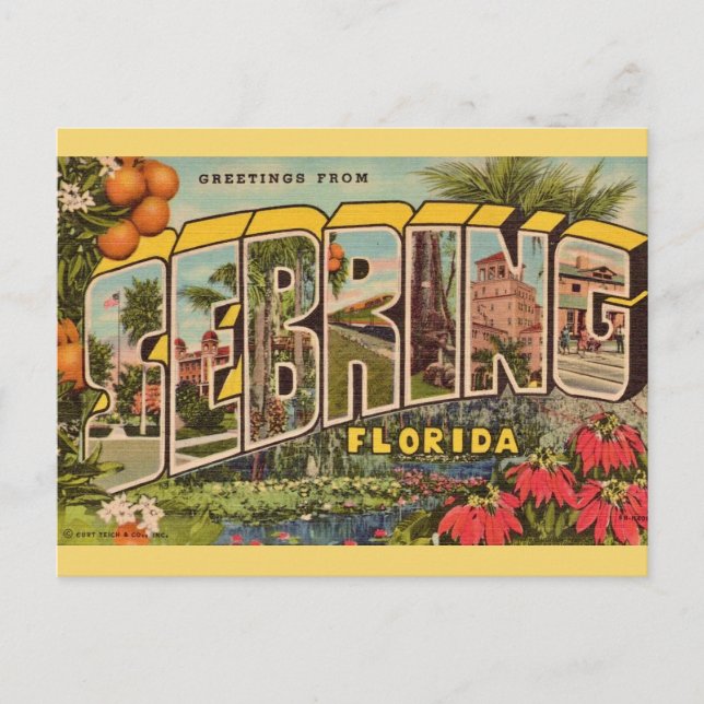 Carte postale rétro Sebring Floride (Devant)