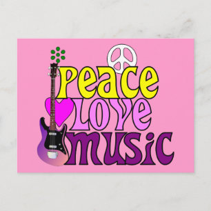 Carte Postale Rétro seventies paix amour musique