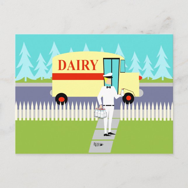 Carte postale Retro Small Town Milkman (Devant)
