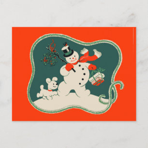 Carte Postale Retro Snowman