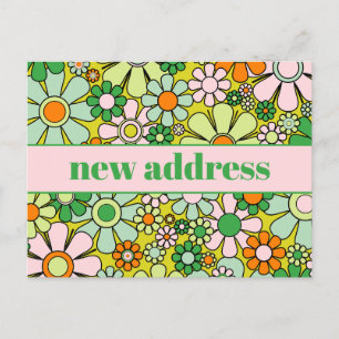 Carte Postale Retro Spring Floral Nouvelle adresse