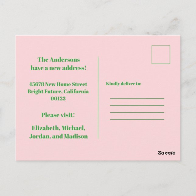 Carte Postale Retro Spring Floral Nouvelle adresse (Dos)