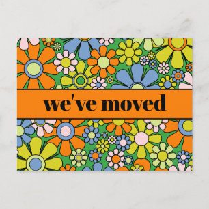 Carte Postale Retro Spring Floral Nouvelle adresse / Nous avons