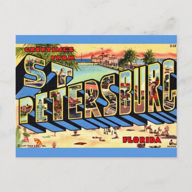 Carte Postale Retro St Petersburg Floride (Devant)