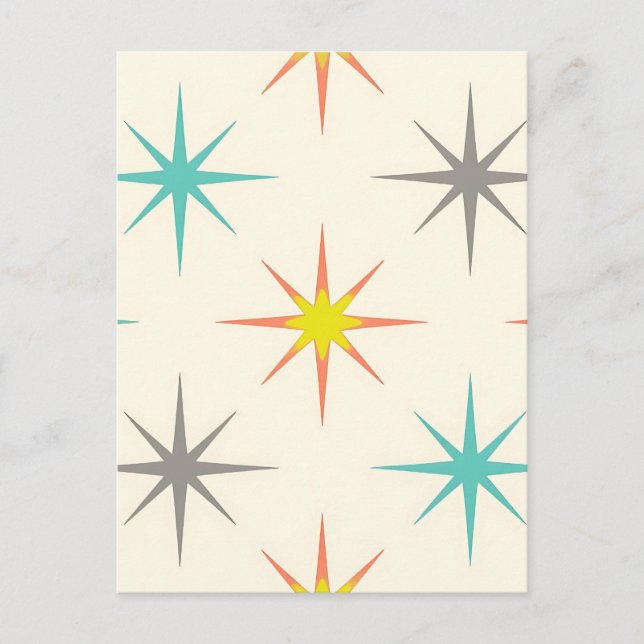 Carte Postale Retro Starburst Mid-Century Pattern (Devant)