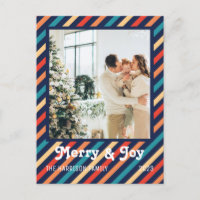 Retro Stripes Joyeux & Joie Photo de famille