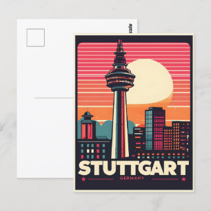 Carte Postale Retro Stuttgart TV Tower Fernsehturm cadeau allema